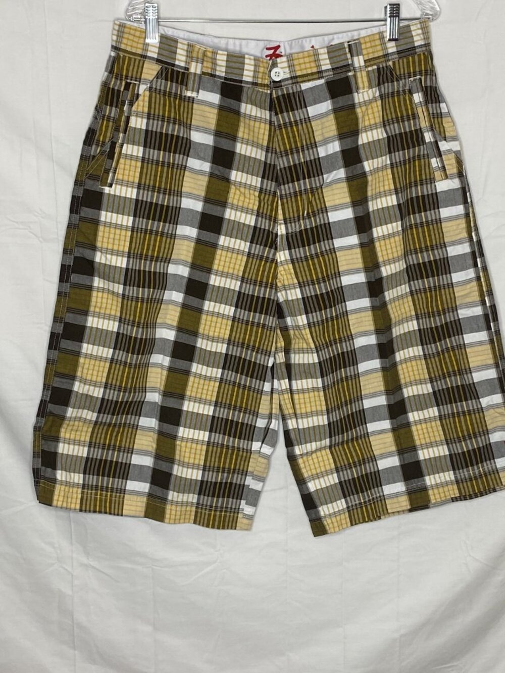 FSA Men's Plaid Brown Orange & White Shorts Sz 36